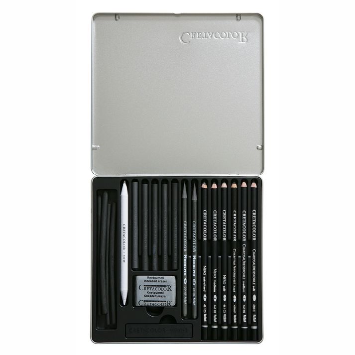 Cretacolor Black Charcoal Set Tin Set 20 SET