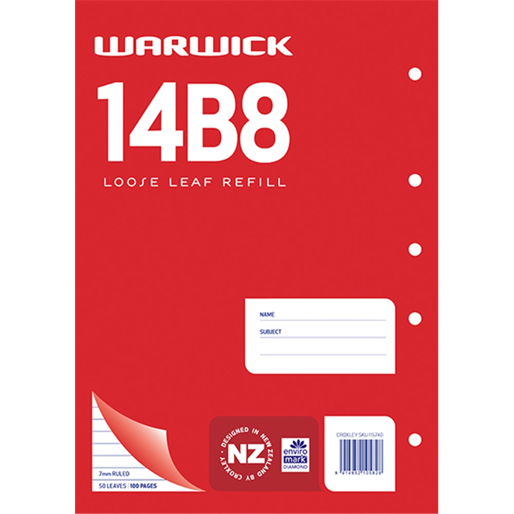 Warwick Loose Leaf Pad 14B8 Lined 50 Sheets A4