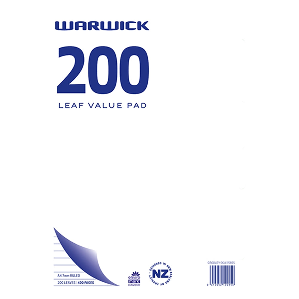 Warwick Value Pad Ruled 200 Sheets A4