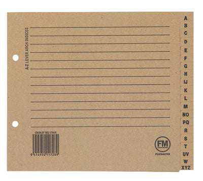 Filemaster Lever Arch File Indices A-Z Kraft