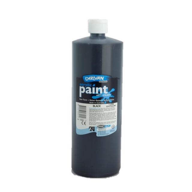 Derivan Student Acrylic Paint Black 1L