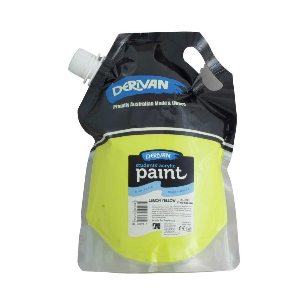 Derivan Student Acrylic Paint Lemon Yellow 2L