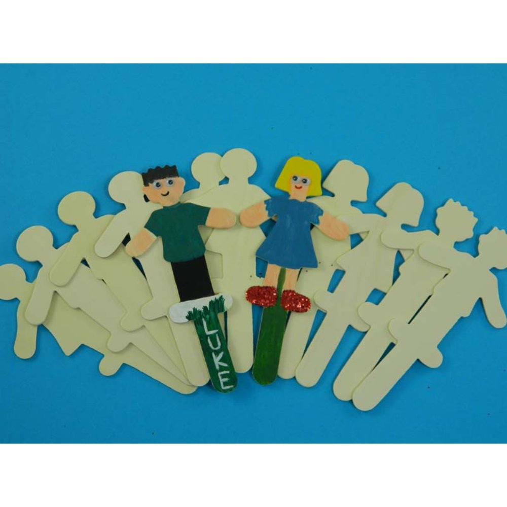WOODEN PEOPLE STICKS LARGE PKT12