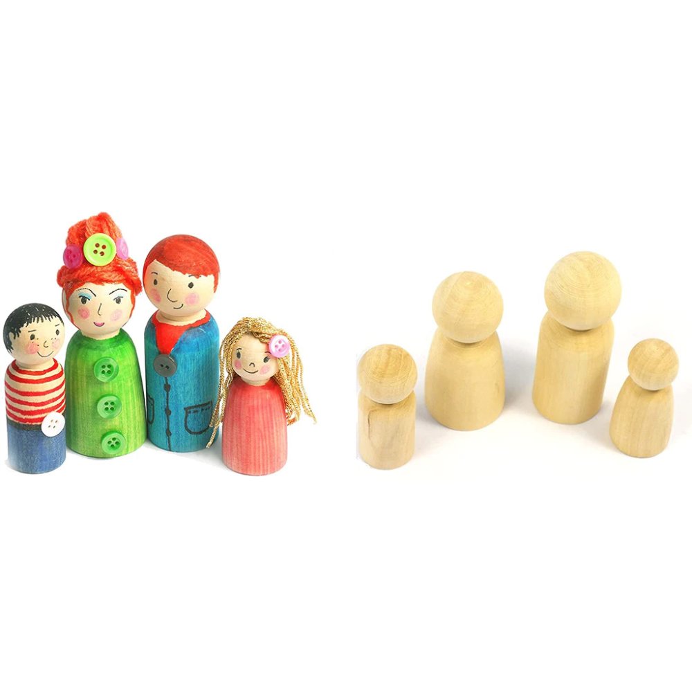 WOODEN PEOPLE FAMILY SET OF 8