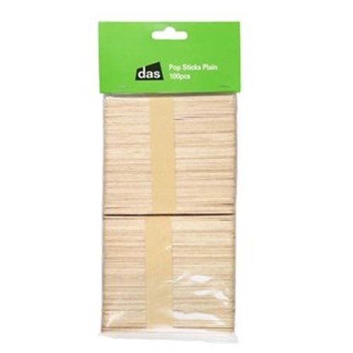 DAS Wooden Popsicle Stick Plain Large Packet 100