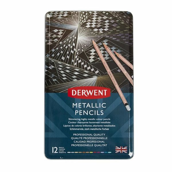 Derwent Non-Soluble Pencil Box Metallic Set 12 SET