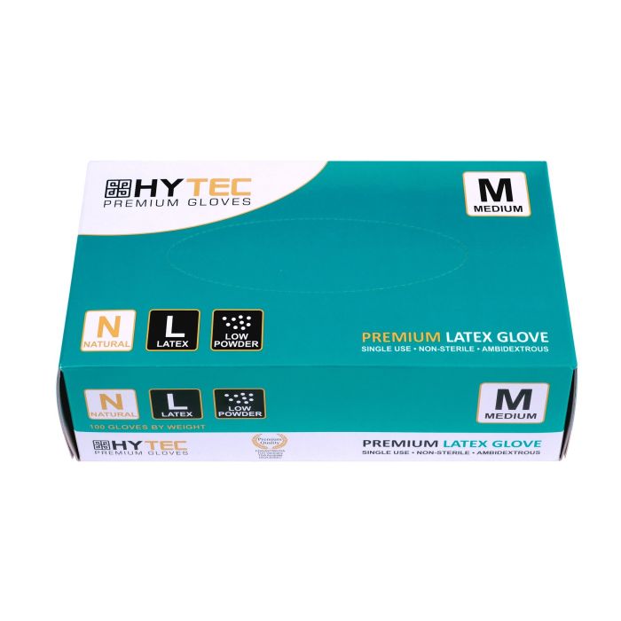 Hytec Latex Gloves Low Powder Packet 100