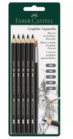 Faber Castell 9000 Aquarelle Graphite Pencil Set + Brush Set 5 SET