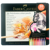 FABER CASTELL POLYCHROMOS COLOUR PENCILS TIN OF 20 NEW COLOURS