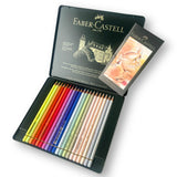 FABER CASTELL POLYCHROMOS COLOUR PENCILS TIN OF 20 NEW COLOURS