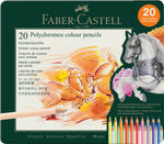FABER CASTELL POLYCHROMOS COLOUR PENCILS TIN OF 20 NEW COLOURS