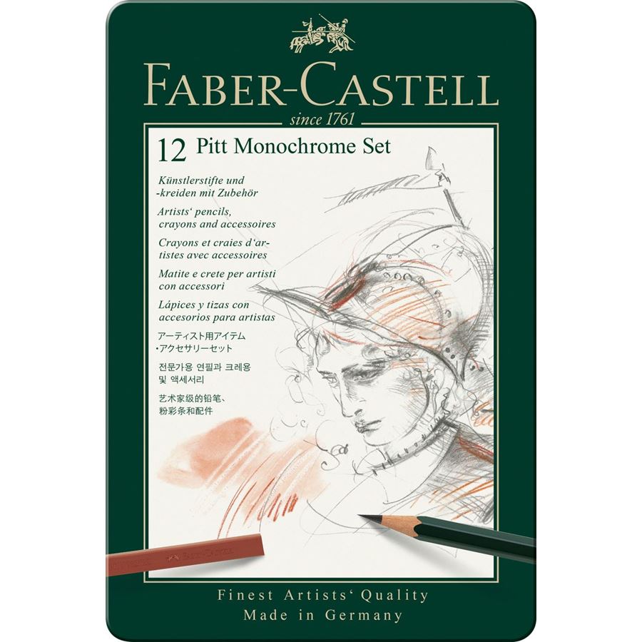 Faber Castell Pitt Monochrome Tin Set 12 SET