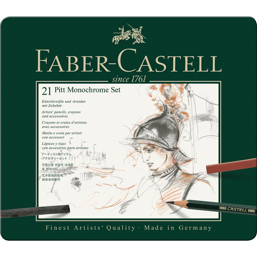 Faber Castell Pitt Monochrome Tin Set 21