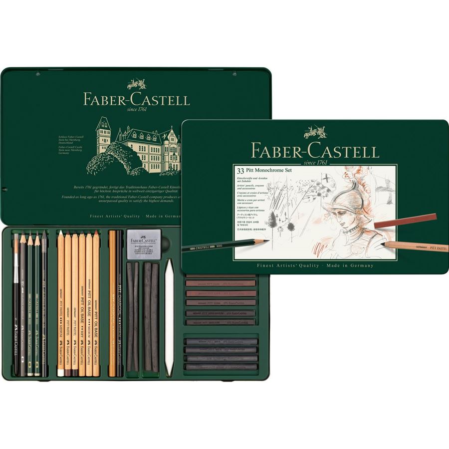 Faber Castell Pitt Monochrome Tin Set 33