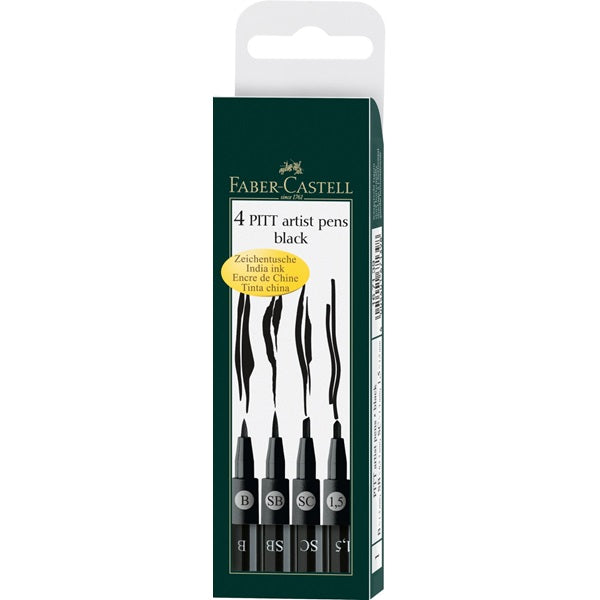 Faber Castell Pitt Artist Pen Black (SB,SC,1.5,B) SET