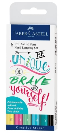 Faber Castell Pitt Artist Hand Lettering Pen Pastel Set 6