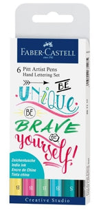 Faber Castell Pitt Artist Hand Lettering Pen Pastel Set 6 SET