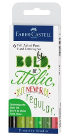 Faber Castell Pitt Artist Hand Lettering Pen Green Set 6
