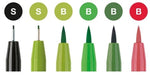 Faber Castell Pitt Artist Hand Lettering Pen Green Set 6
