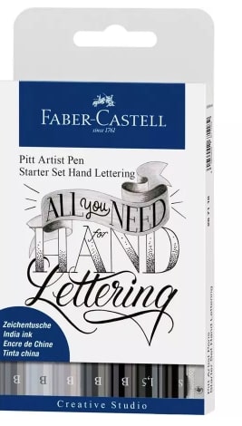 Faber Castell Pitt Artist Hand Lettering Pen Starter Set 8