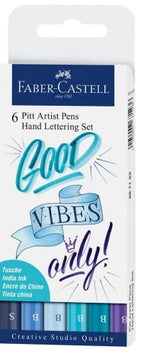Faber Castell Pitt Artist Hand Lettering Pen Blue Set 6