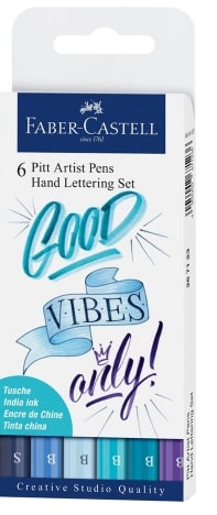 Faber Castell Pitt Artist Hand Lettering Pen Blue Set 6