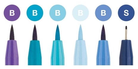 Faber Castell Pitt Artist Hand Lettering Pen Blue Set 6