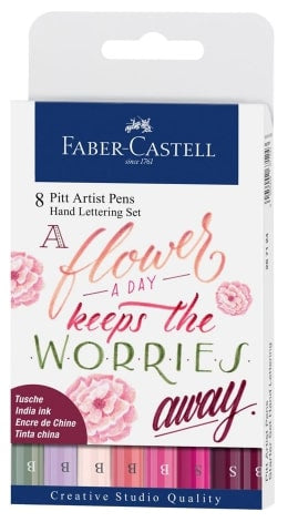 Faber Castell Pitt Artist Hand Lettering Pen Pinks Set 8