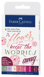 Faber Castell Pitt Artist Hand Lettering Pen Pinks Set 8