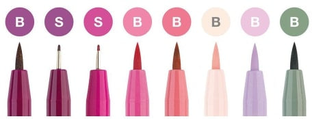 Faber Castell Pitt Artist Hand Lettering Pen Pinks Set 8