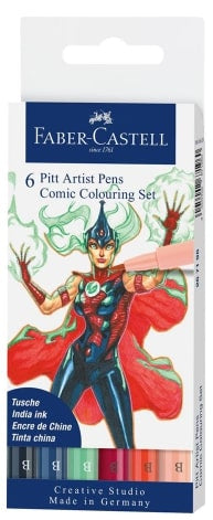 Faber Castell Pitt Artist Pen Comic Colouring Set 6 SET