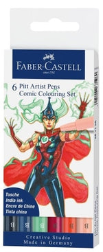 Faber Castell Pitt Artist Pen Comic Colouring Set 6 SET