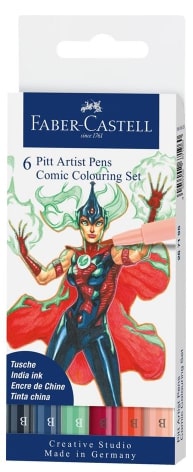 Faber Castell Pitt Artist Pen Comic Colouring Set 6 SET