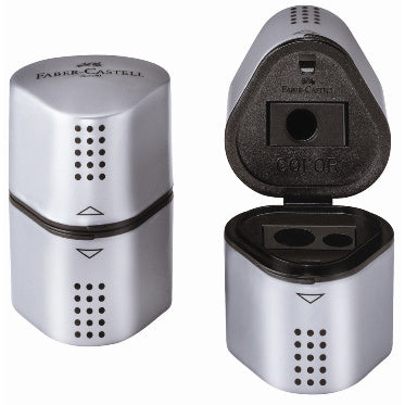 FABER CASTELL 3 HOLE GRIP SHARPENER SILVER