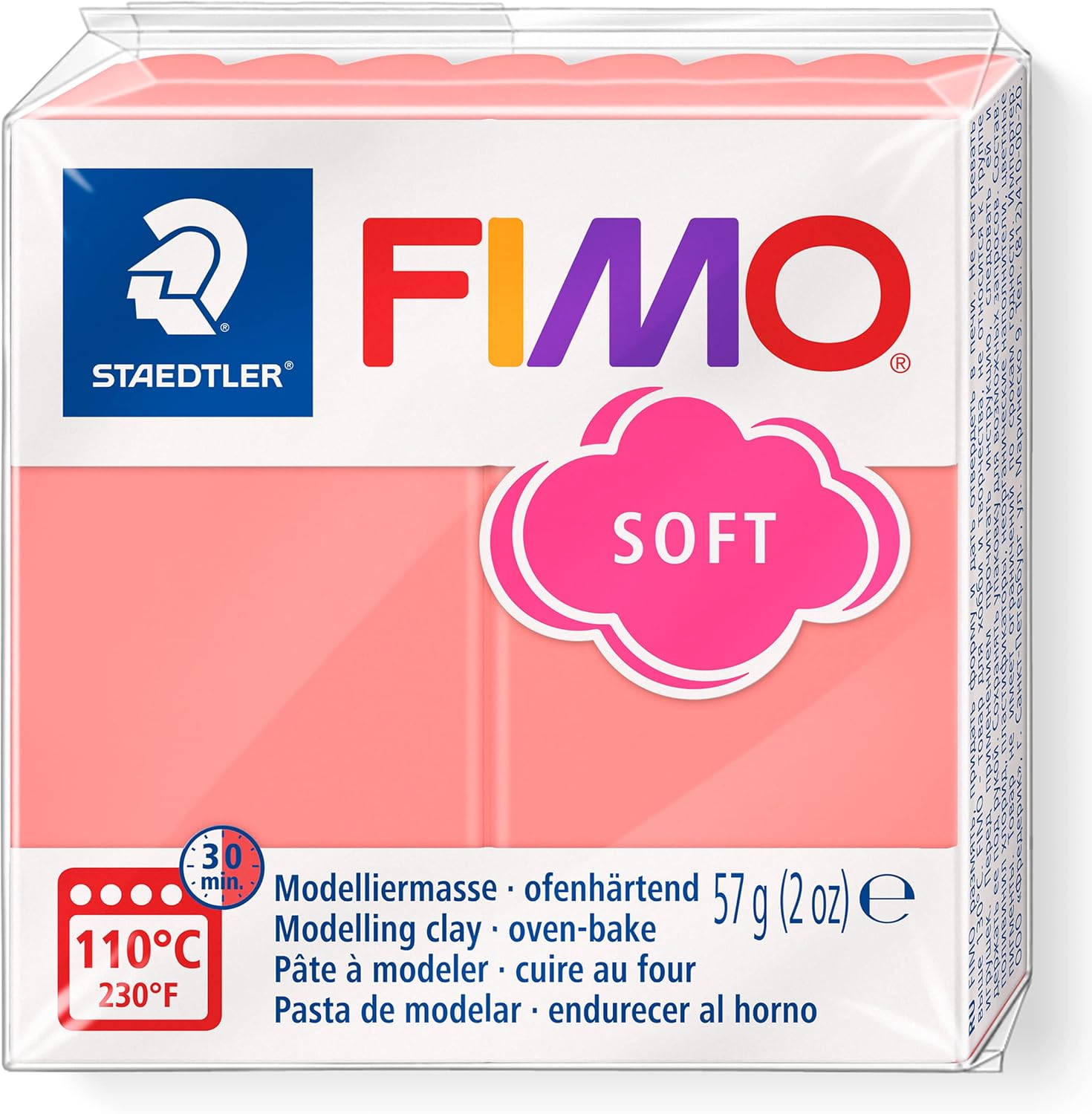 FIMO SOFT BLOCK MODELLING CLAY PINK GRAPEFRUIT