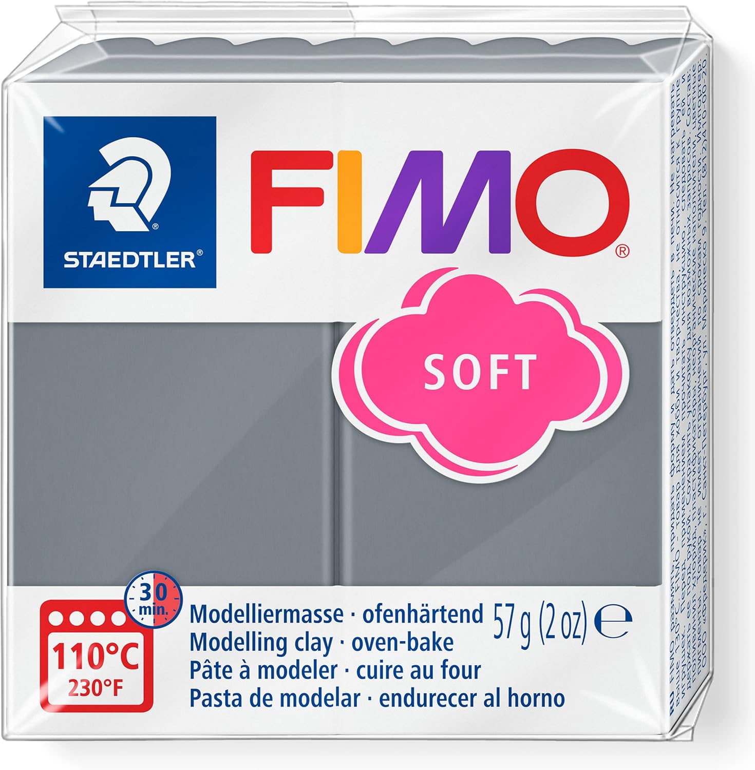 FIMO SOFT BLOCK MODELLING CLAY STORMY GREY