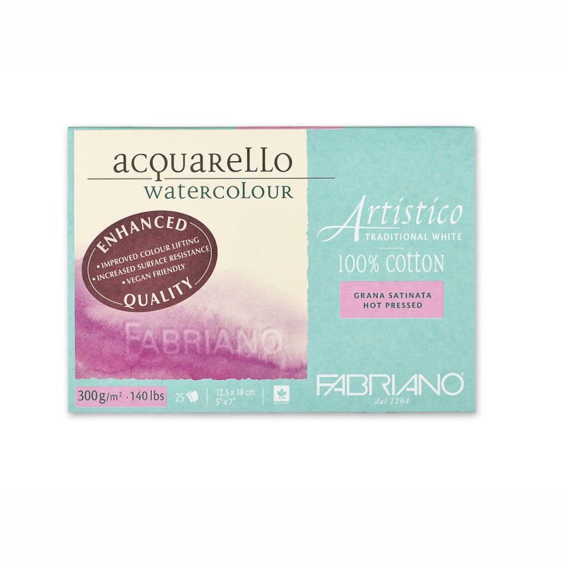 Fabriano Artistico Block 300gsm Traditional White Hot Pressed 25 Sheets 12x18cm