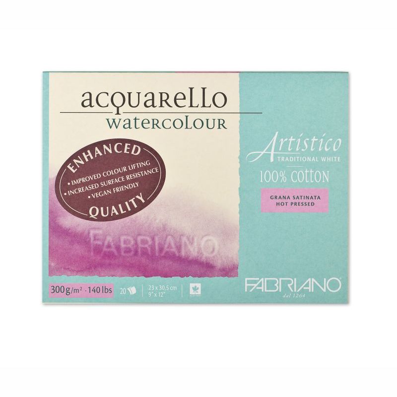 Fabriano Artistico Block 300gsm Traditional White Hot Pressed 20 Sheets 23x30cm