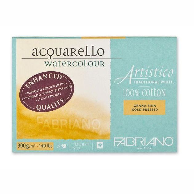 Fabriano Artistico Block 300gsm Traditional White Cold Pressed 25 Sheets 12x18cm