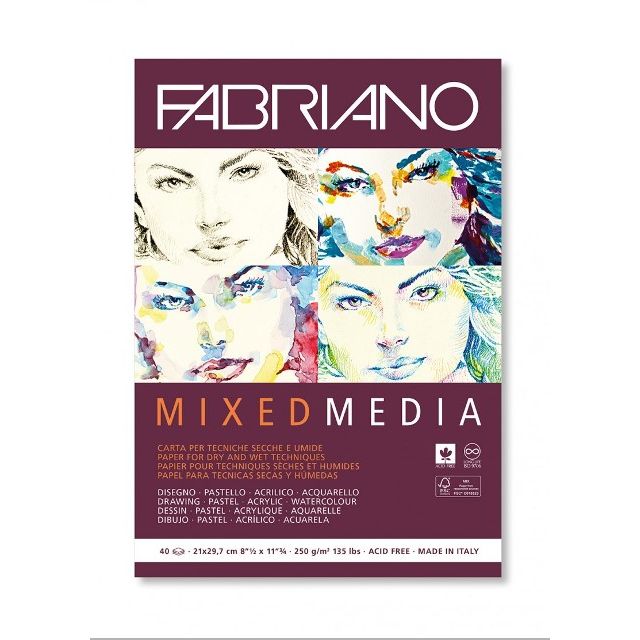 Fabriano Mixed Media Pad 250gsm 40 Sheets A4