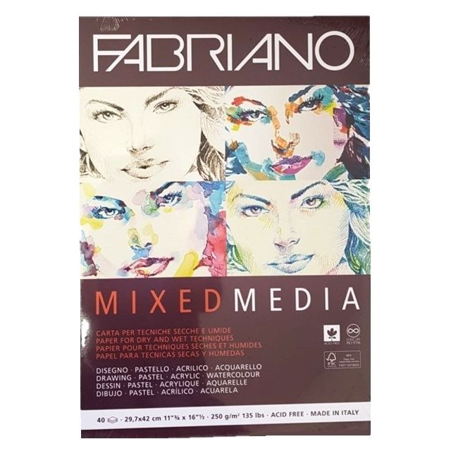 Fabriano Mixed Media Pad 250gsm 40 Sheets A3