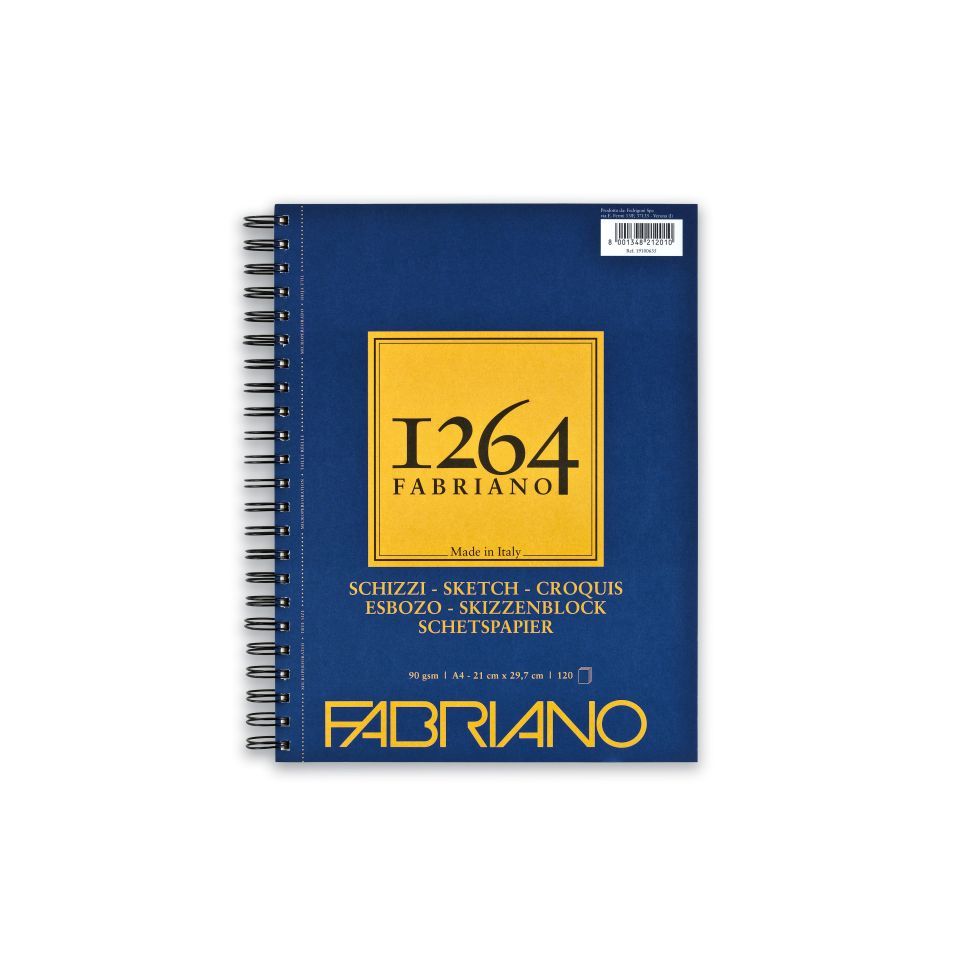 Fabriano 1264 Sketch Pad 90gsm Side Spiral 120 Sheets A4