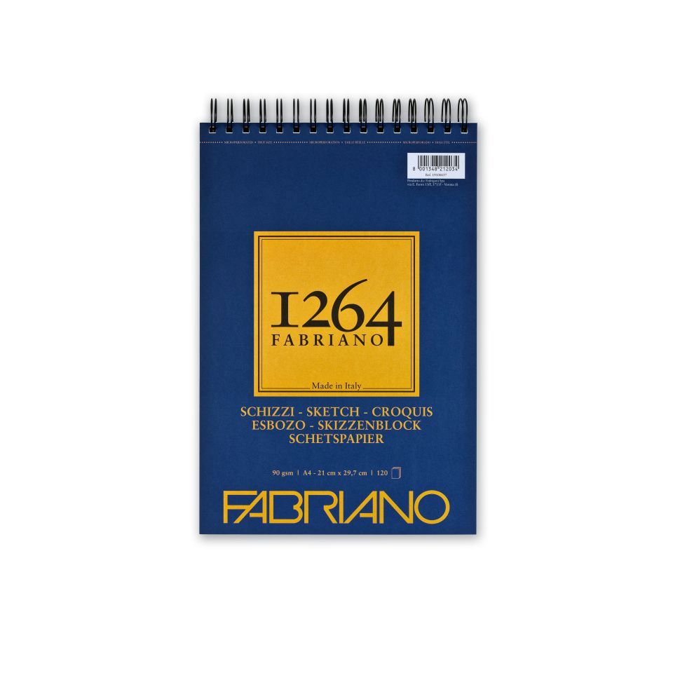 Fabriano 1264 Sketch Pad 90gsm Top Spiral 120 Sheets A4