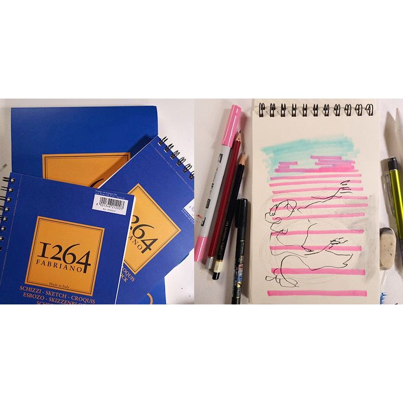 Fabriano 1264 Sketch Pad 90gsm Top Spiral 120 Sheets A4