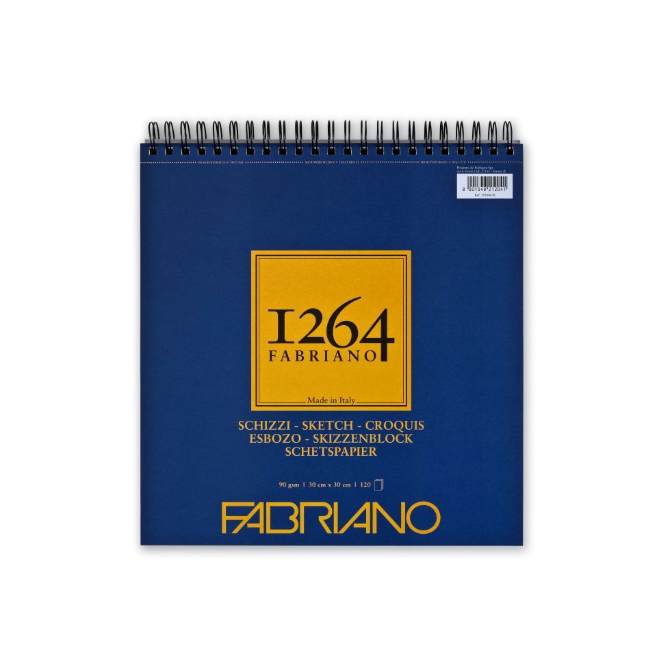 Fabriano 1264 Sketch Pad 90gsm Top Spiral 120 Sheets 30x30cm