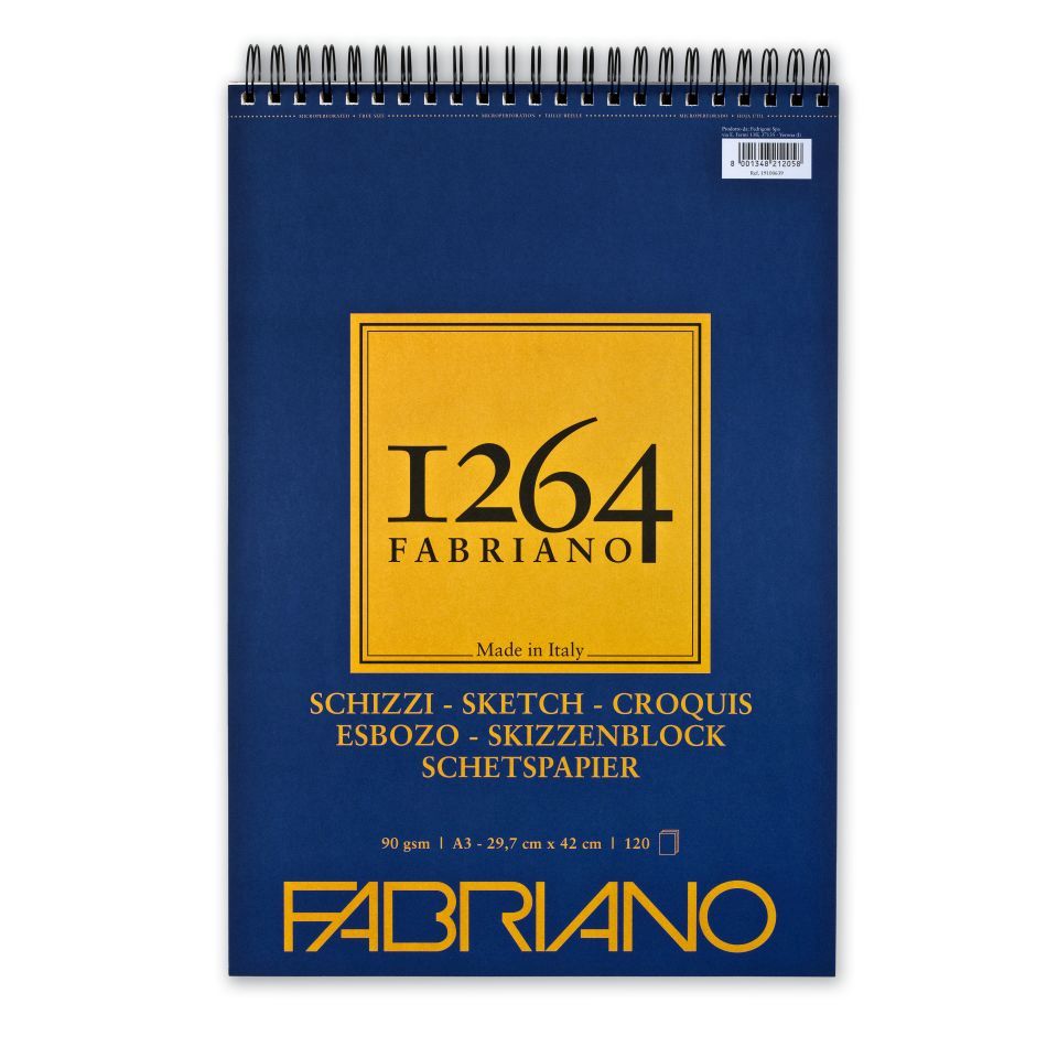 Fabriano 1264 Sketch Pad 90gsm Top Spiral 120 Sheets A3