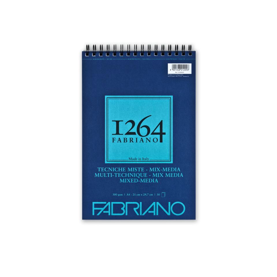 Fabriano 1264 Mixed Media Pad 300gsm Top Spiral 30 Sheets A4