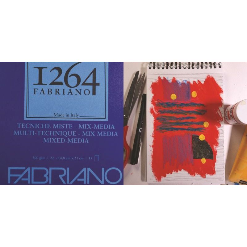 Fabriano 1264 Mixed Media Pad 300gsm Top Spiral 30 Sheets A4