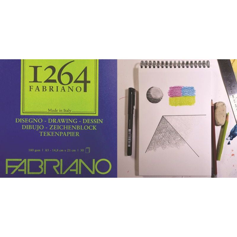 Fabriano 1264 Drawing Pad 180gsm Top Spiral 30 Sheets