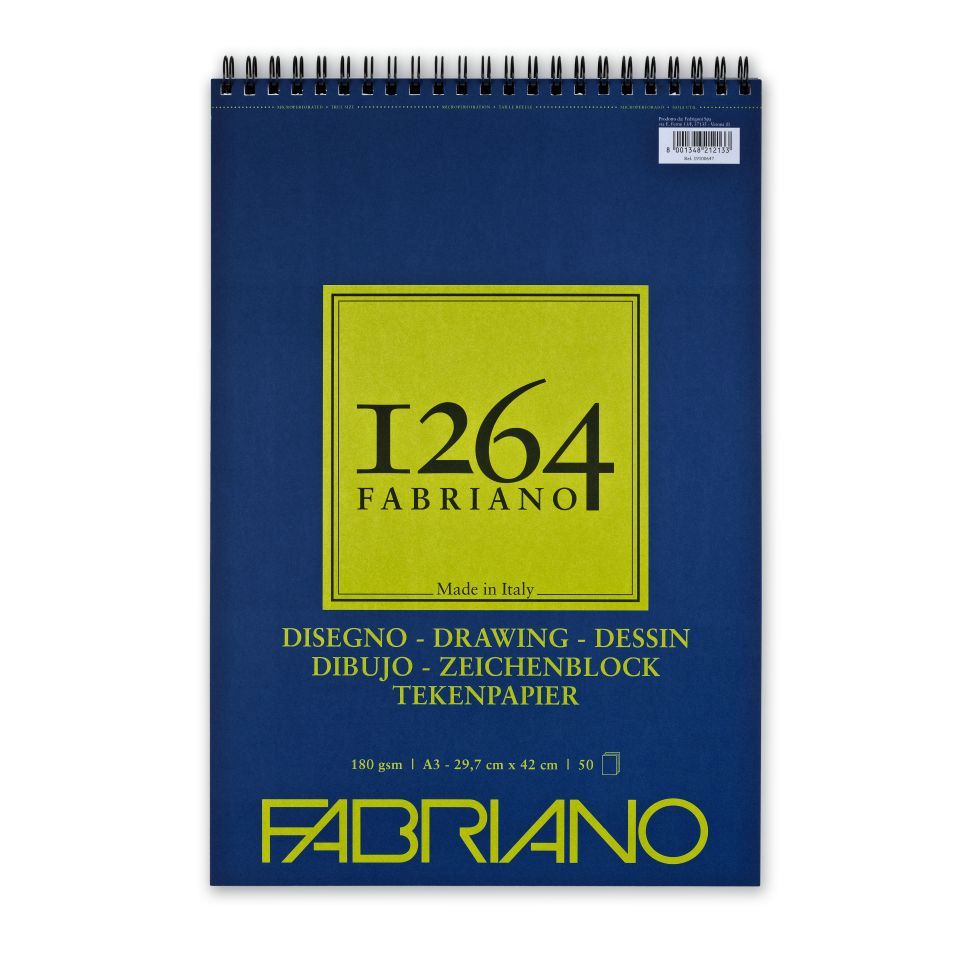 Fabriano 1264 Drawing Pad 180gsm Top Spiral 50 Sheets A3